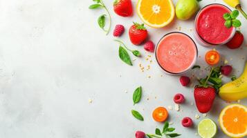 AI generated beautuful smoothie background with copy space photo