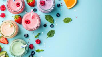 AI generated beautuful smoothie background with copy space photo