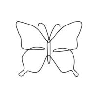 Butterfly in One continuous line drawing art and editable vector stroke illustration and minimalist