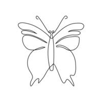 Butterfly in One continuous line drawing art and editable vector stroke illustration and minimalist