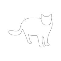 Vector cat pet animal continuous one line drawing isolated on white background illustration and minimalist