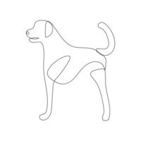 Vector dog pet animal continuous one line art silhouette drawing isolated on white background