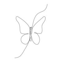 Butterfly in One continuous line drawing art and editable vector stroke illustration and minimalist