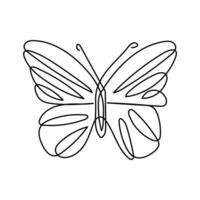 Butterfly in One continuous line drawing art and editable vector stroke illustration and minimalist