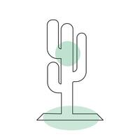 Vector art cactus plant continuous one line  illustration isolated on white background minimalist drawing