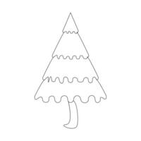 Vector continuous one line drawing of Christmas tree isolated on white background and minimal art illustration