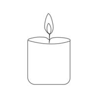 Vector burning fire candle continuous one line drawing isolated on white background illustration and minimalist