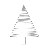 Vector continuous one line drawing of Christmas tree isolated on white background and minimal art illustration