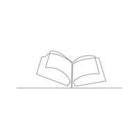 Vector in one continuous line drawing of book concept of education, library logo illustration