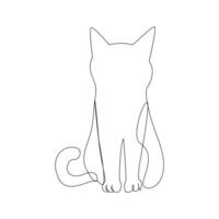 Vector cat pet animal continuous one line drawing isolated on white background illustration and minimalist