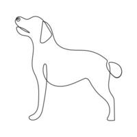 Vector dog pet animal continuous one line art silhouette drawing isolated on white background