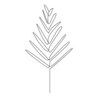 Vector continuous one line drawing of Christmas tree isolated on white background and minimal art illustration