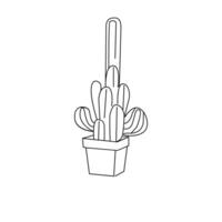 Vector art cactus plant continuous one line  illustration isolated on white background minimalist drawing