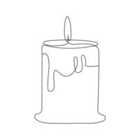 Vector burning fire candle continuous one line drawing isolated on white background illustration and minimalist