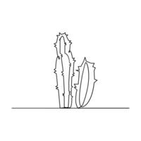 Vector art cactus plant continuous one line  illustration isolated on white background minimalist drawing