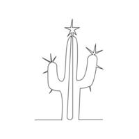 Vector art cactus plant continuous one line  illustration isolated on white background minimalist drawing