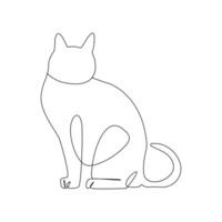 Vector cat pet animal continuous one line drawing isolated on white background illustration and minimalist