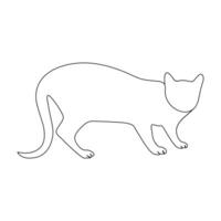 Vector cat pet animal continuous one line drawing isolated on white background illustration and minimalist