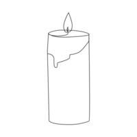 Vector burning fire candle continuous one line drawing isolated on white background illustration and minimalist