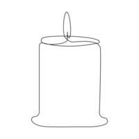 Vector burning fire candle continuous one line drawing isolated on white background illustration and minimalist