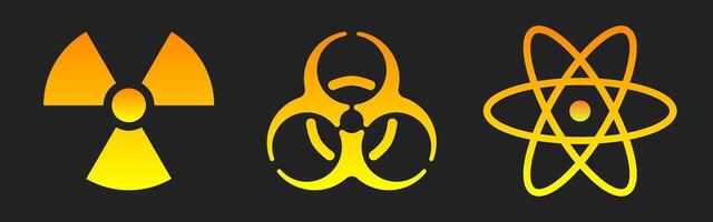 Hazard or Toxic Logo Set. Symbolic Hazard Design - A Bold Logo Depicting Different Types of Potential Risks. Hazard or Toxic logo icon. Dark Yellow Gradient Version vector