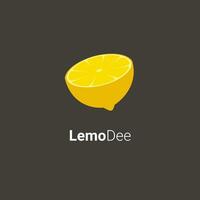 Lemondee Sliced Lemon or Citrus Logo Concept Design Isolated With Dark Background vector