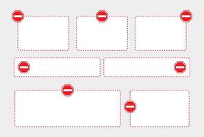 Set of Rectangular Frames With Stop Sign. Vector Illustration. For Text Placeholder.