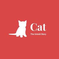 silueta gato logo concepto diseño se sienta en con el texto vector