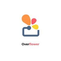 Overflow - Features an Abstract Community Discussion Exchange Logo Template Vector Icon.