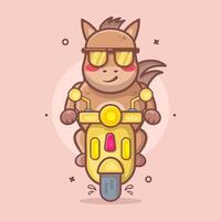 cool horse animal character mascot riding scooter motorcycle isolated cartoon in flat style design vector