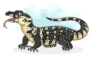 Cartoon Varanus salvator on white background vector