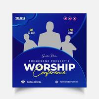 Church conference social media post, web banner, worship flyer, church banner, church flyer, square banner template vector