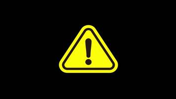 exclamation mark icon Animation of a danger, Warning symbol attention with alpha channel video