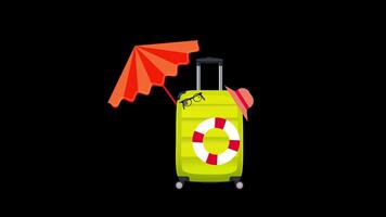 travel animation summer vacations Tourism concept essential items for journey with Alpha Channel. video