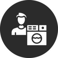 Man Doing Laundry Vector Icon