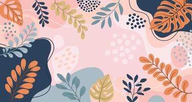 diseño banner marco flor primavera fondo con hermosa. fondo de flores para el diseño. fondo colorido con plantas tropicales. vector