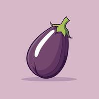 Cute cartoon eggplant aubergine illustration vector