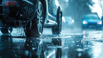 AI generated car washing advertisment background with copy space photo
