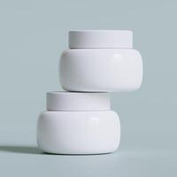 Round packaging of cream. Jar of cream isolated on backgroun color photo
