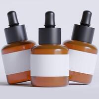 Serum bottle brown color and white label on white background 3D Illustration photo