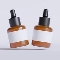 Serum bottle brown color and white label on white background 3D Illustration photo