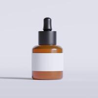 Serum bottle brown color and white label on white background 3D Illustration photo