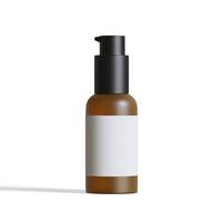 Cosmetic bottle brown color realistic texture white blank label 3D Illustration on white background photo