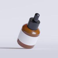 Serum bottle brown color and white label on white background 3D Illustration photo