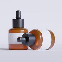 Serum bottle brown color and white label on white background 3D Illustration photo