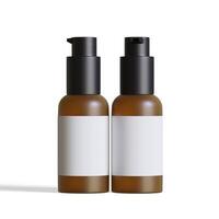 Cosmetic bottle brown color realistic texture white blank label 3D Illustration on white background photo