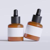 Serum bottle brown color and white label on white background 3D Illustration photo