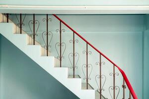 Railing banister stairs down curved steel photo