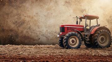 AI generated Farm tractor advertisment background with copy space photo