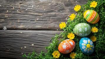 AI generated Easter advertisment background with copy space photo